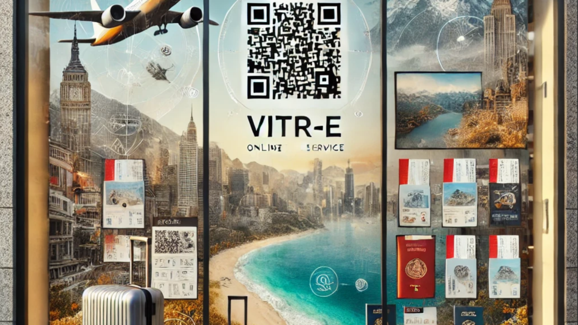 Publicité vitrine pour service de voyage en ligne