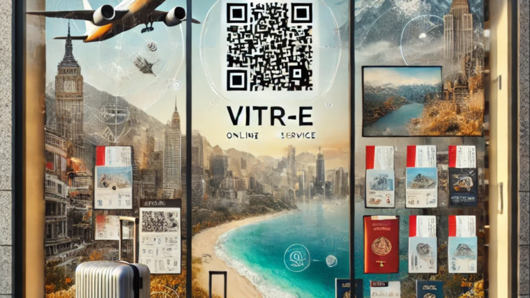 Publicité vitrine pour service de voyage en ligne